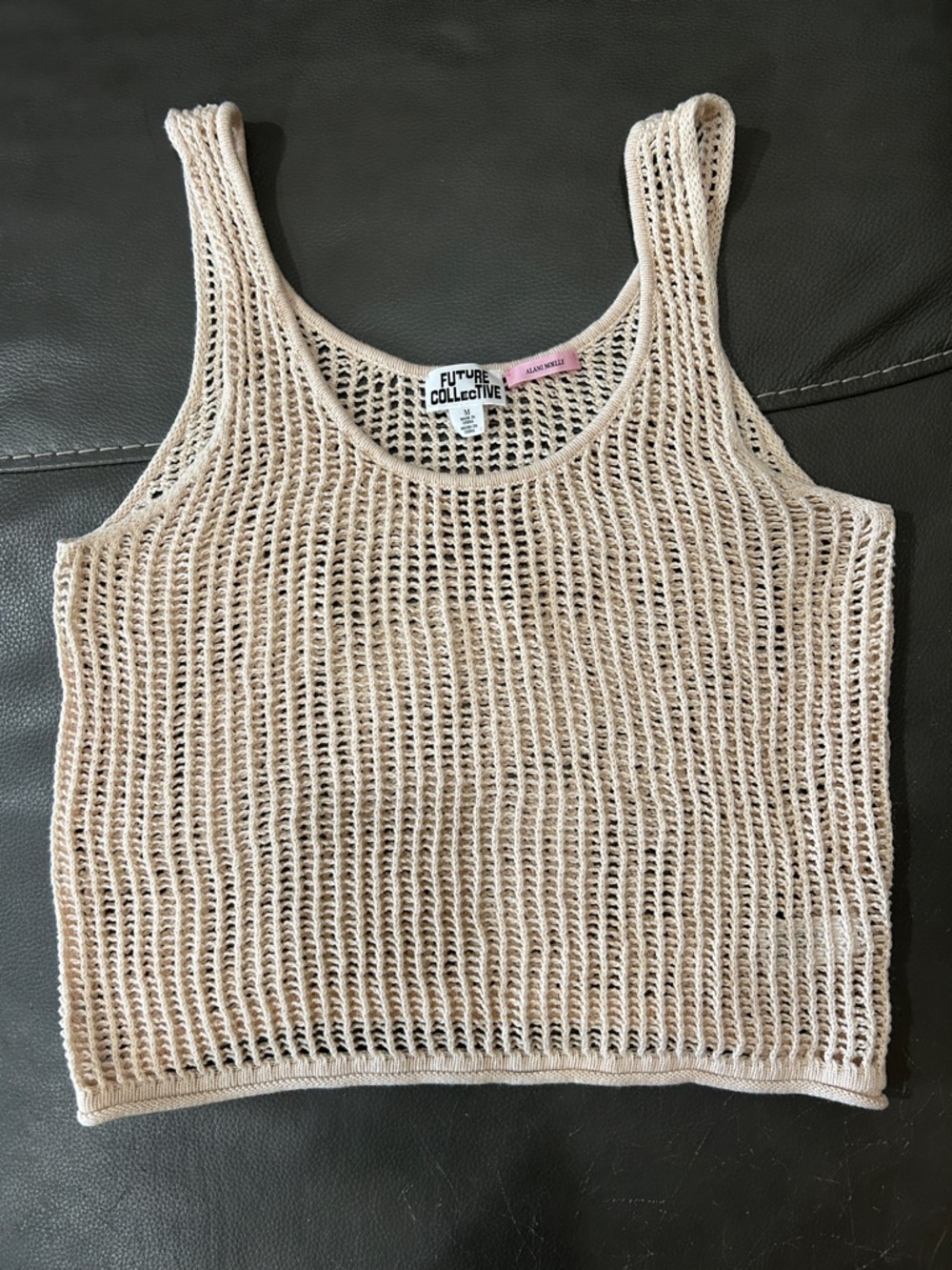 Future Collective Cream Crochet Tank Top size M